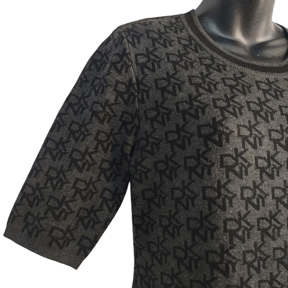 DKNY Sweater Dress Women's Black Gray Sweater Dress Size M - Picture 5 of 8